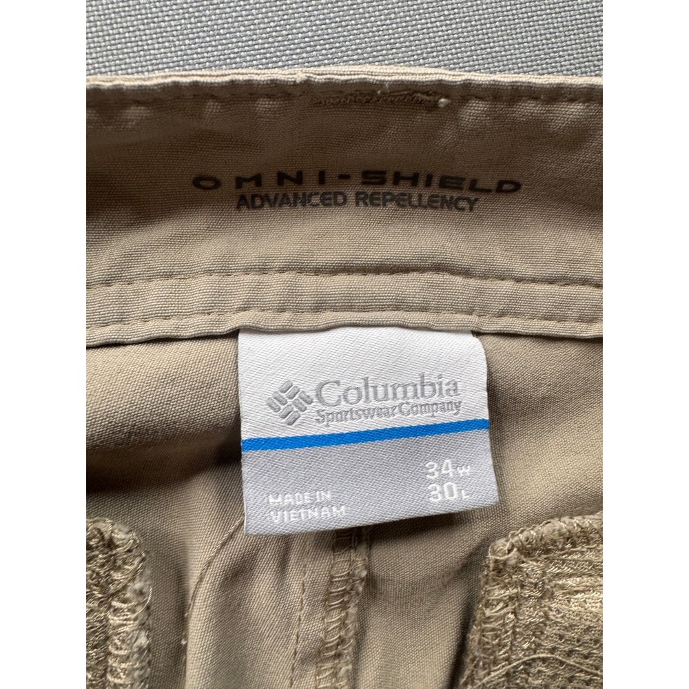 Columbia Omni-Shield Hiking‎ Pants Mens Tan Khaki Articulated Knee 34x30 - Picture 9 of 10